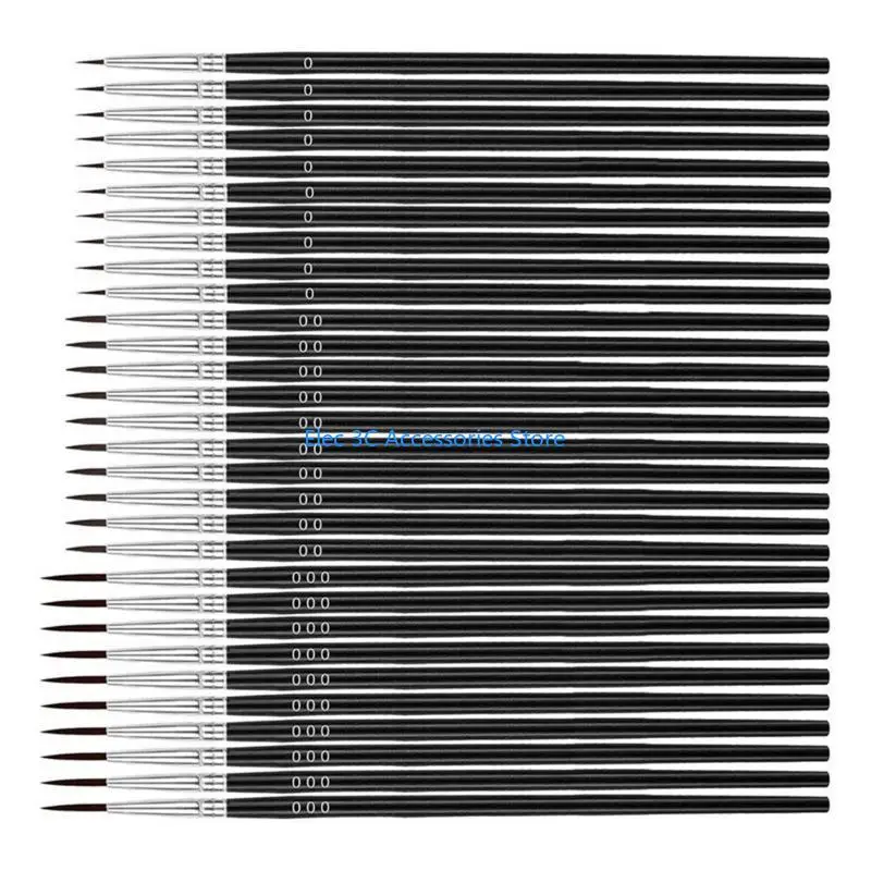 Y51A 30 ชิ้น/เซ็ตขนาดเล็ก Liner TIP แปรงทาสี Fine แปรง Tiny รายละเอียดแปรง 3 ขนาดสำหรับภาพวาดศิลปะ