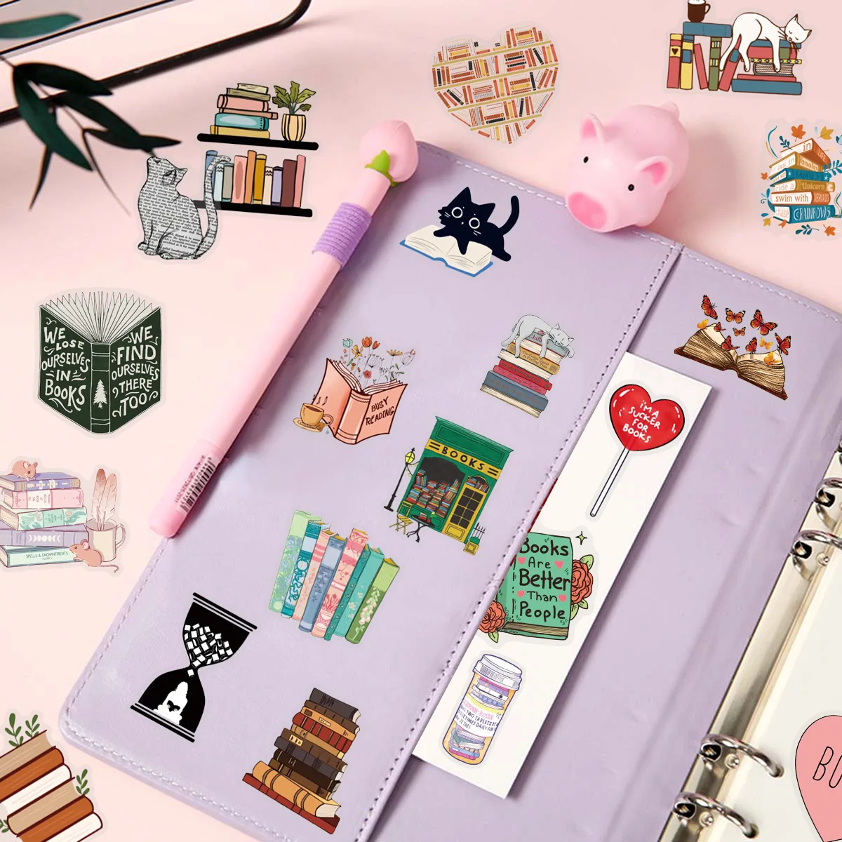 50Pcs Read Books Clear Doodle Stickers Waterproof Decals for DIY Skateboards, Laptops & Travel Gear