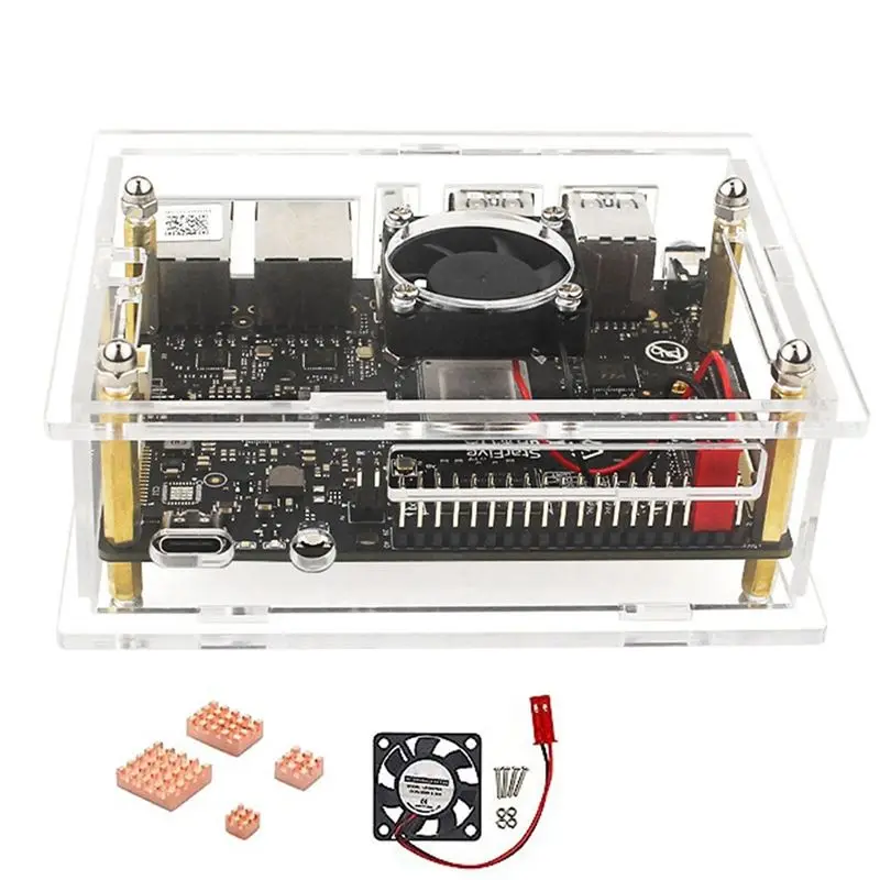 

ABKN-Acrylic Case For Visionfive 2 Development Board Development Board Box Transparent Case With Cooling Fan Heatsink Kit Easy T