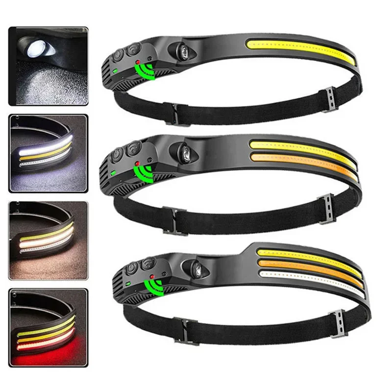 350Lumen Multimode LED COB Sensor Headlight USB Rechargeable Waterproof Headlamp Outdoor Camping Fishing Head Torch