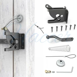 Self Closing Fence Gate Latches with Spring Cable Heavy Duty Automatic Gravity Lever Door Latches Hardware Gate Lock