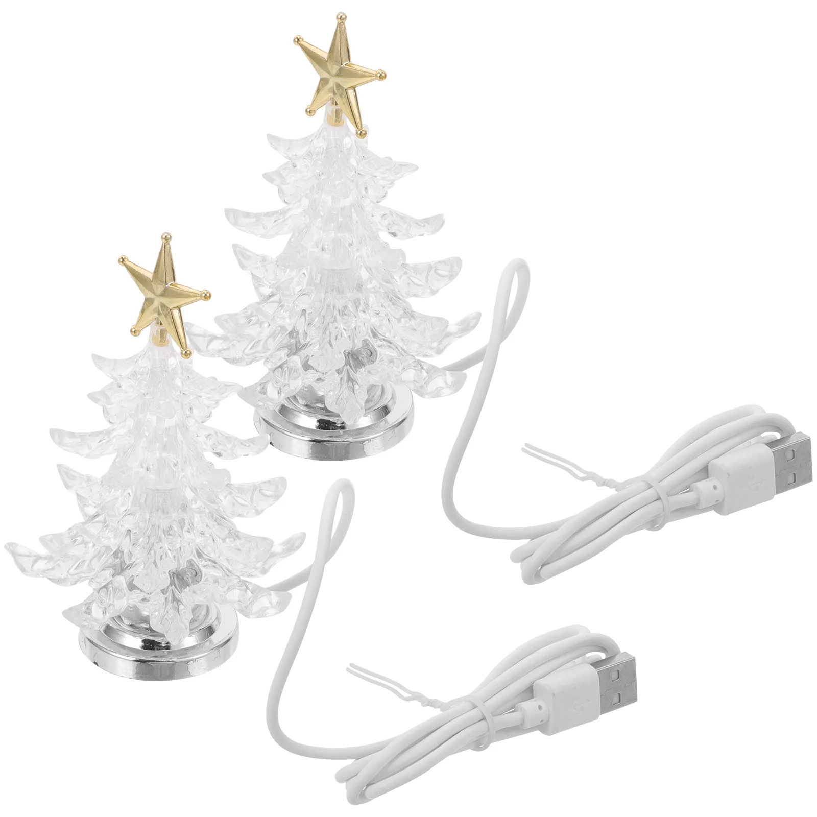 2Pcs Creative LED Christmas Tree Night Light Table Lamp Decorative Bedroom Living Room Office Bar Party Home Lighting