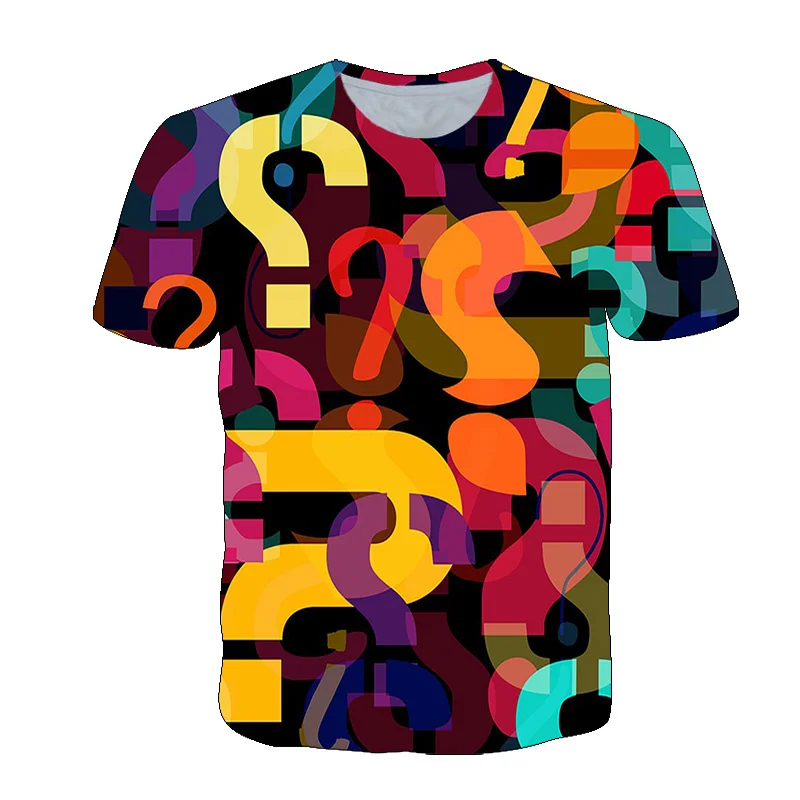 Interesting Question Mark Graphic T-Shirt For Men Personality 3D Printed T Shirts Summer Breathable O-Neck Top Short Sleeve Tees