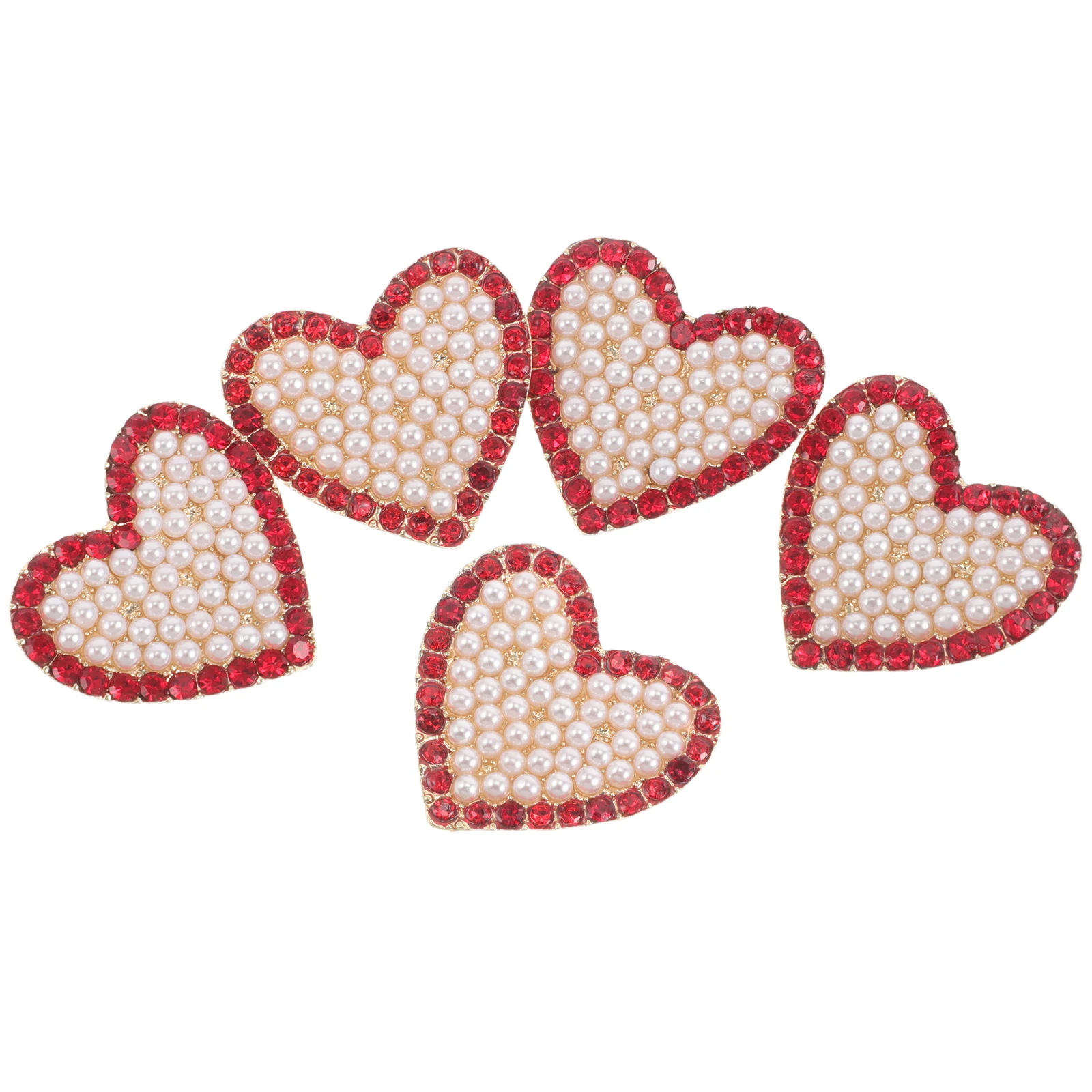 

5pcs Heart Shaped Rhinestone Brooches Dual Color Flash Pins for Women Decorative Lapel Suit Coat Dresses Accessories