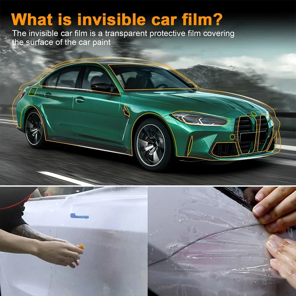 Film de protection de peinture anti-rayures pour voiture, autocollant de carrosserie noir brillant, TPU transparent d'origine, PPF pré-découpé, BMW M3, G80, 2021-2023