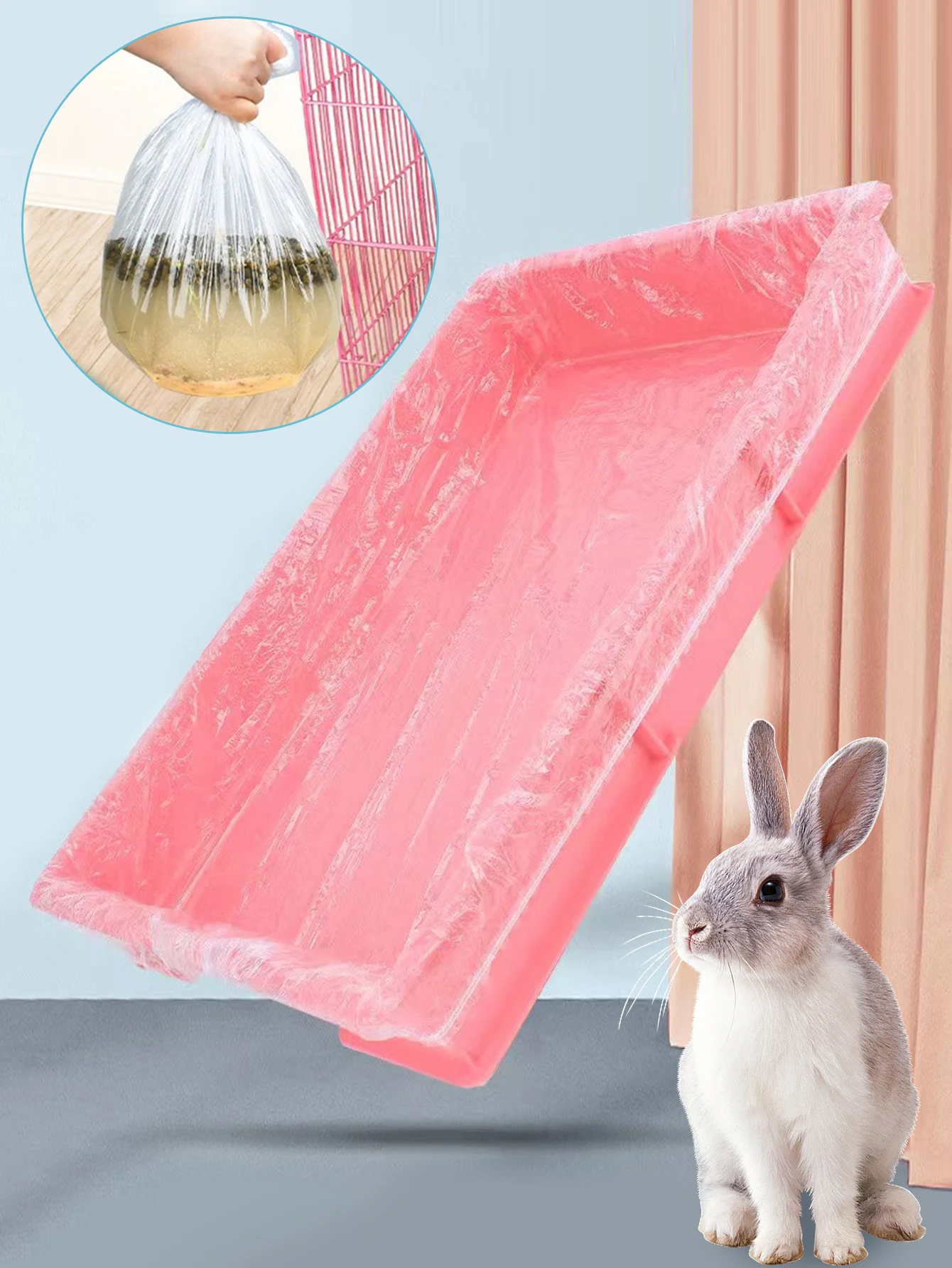 10pcs/set Pet Tray Disposable PE Films Rabbit Litter Mat Cage Tray Cover Cage Chassis Film Cover Toilet Large Changing Pad
