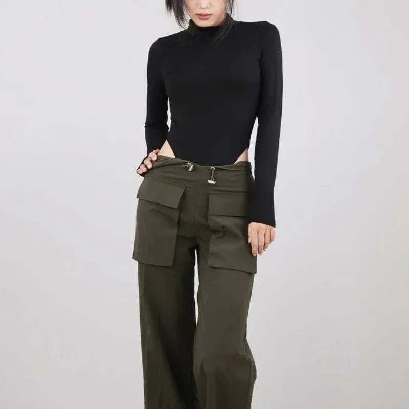 Body de malla transparente con espalda descubierta para mujer, Body Sexy negro ajustado de manga larga con estampado de letras, Top Y2k, traje de cuerpo de una pieza para Otoño e Invierno