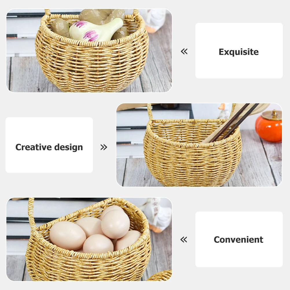 

Handwoven Hanging Baskets Vegetable Fruit Storage Organizer Kitchen Wall Mount Rope Basket For Bananas Onions Tomatoes Potatoes