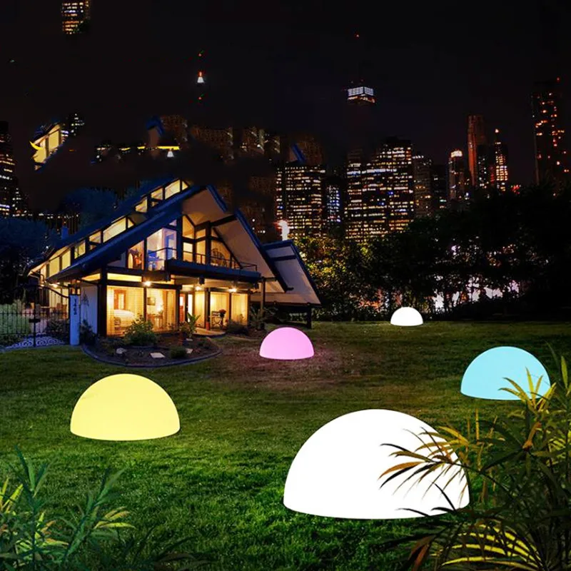 Lampe de jardin à LED avec télécommande, demi-boule, éclairage d'extérieur, luminaire de paysage, idéal pour un Patio, un sentier, une Table ou une pelouse