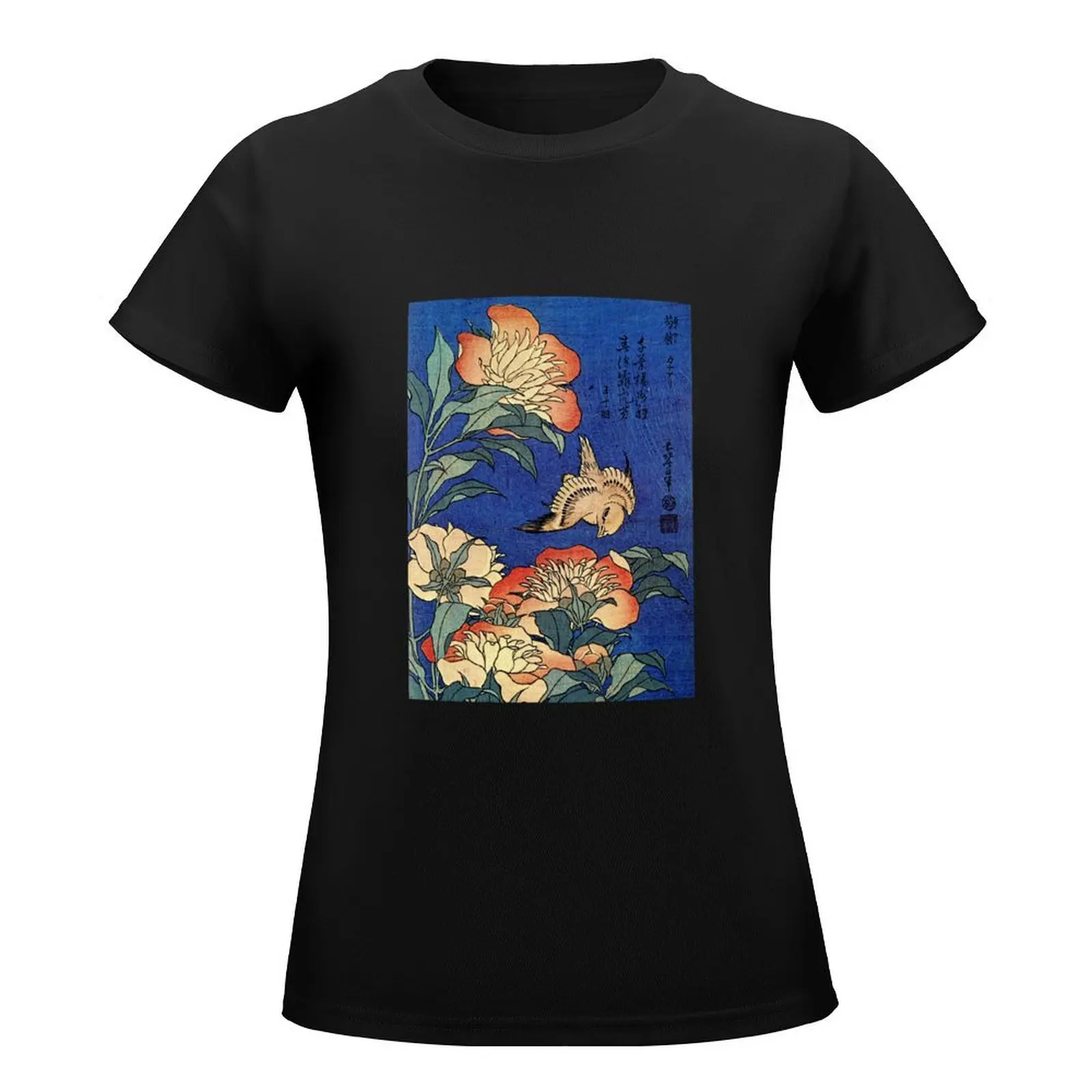 Flowers' by Katsushika Hokusai (Reproduction) T-Shirt hippie clothes anime clothes tops for Women