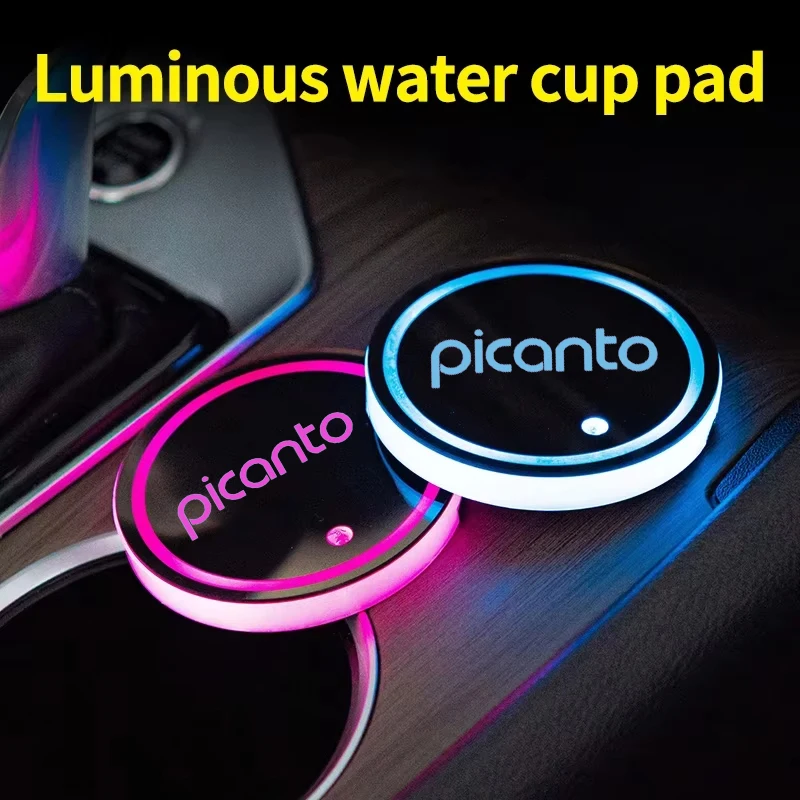 Multi-color Car Coaster Light for KIA Picanto CERATO KX3 MOHAVE SEDONA Soul VENGA LED Auto Water Cup Holder Mat Ambient Lamp