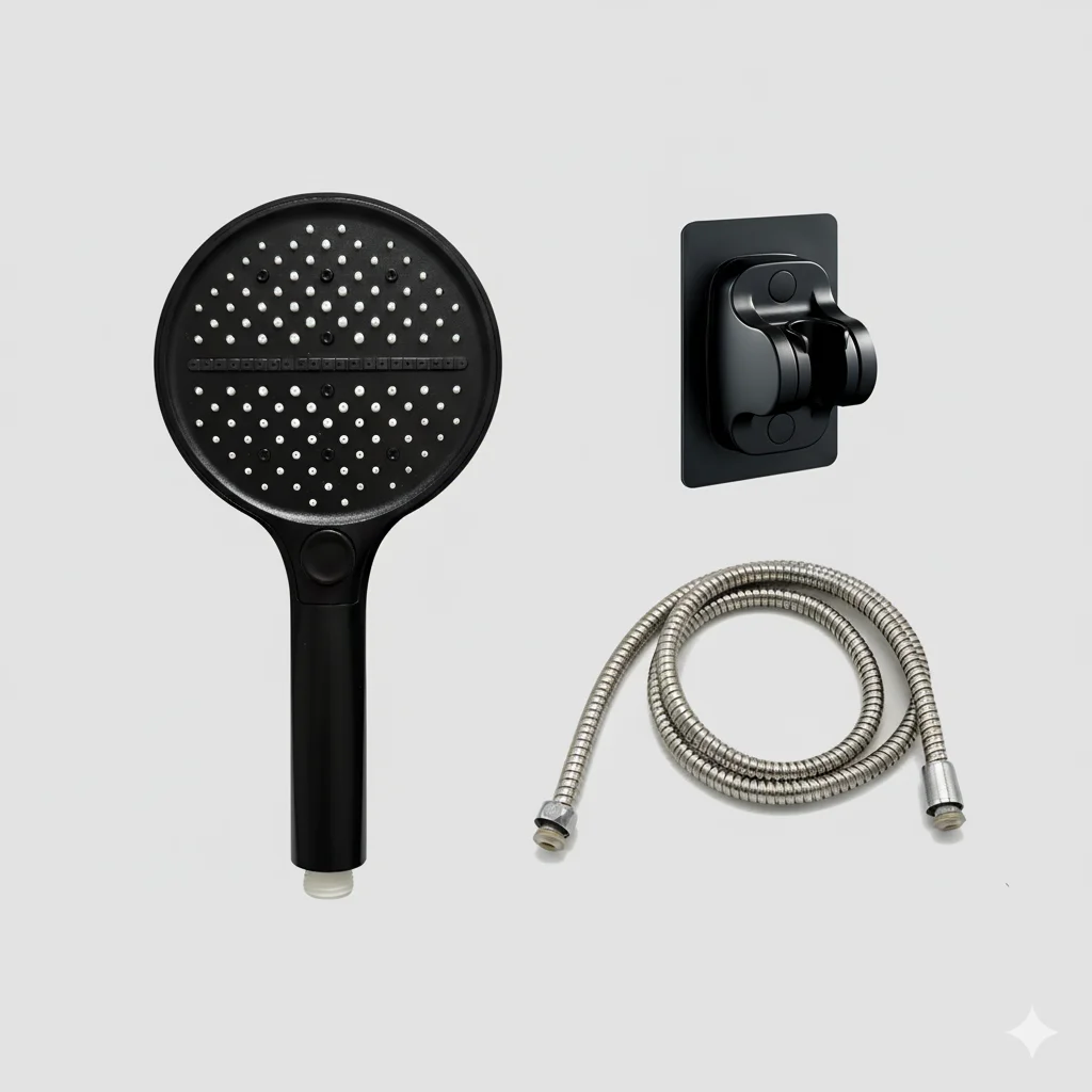 

Full Body Coverage Handheld Shower Head Wide Panel Powerful Spray Effortless Cleaning Stainless Steel Hose,Bracket Shower Set