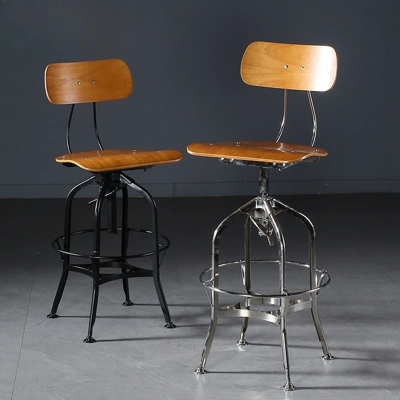 Industrial style rotating bar chair, retro lifting bar stool high chair