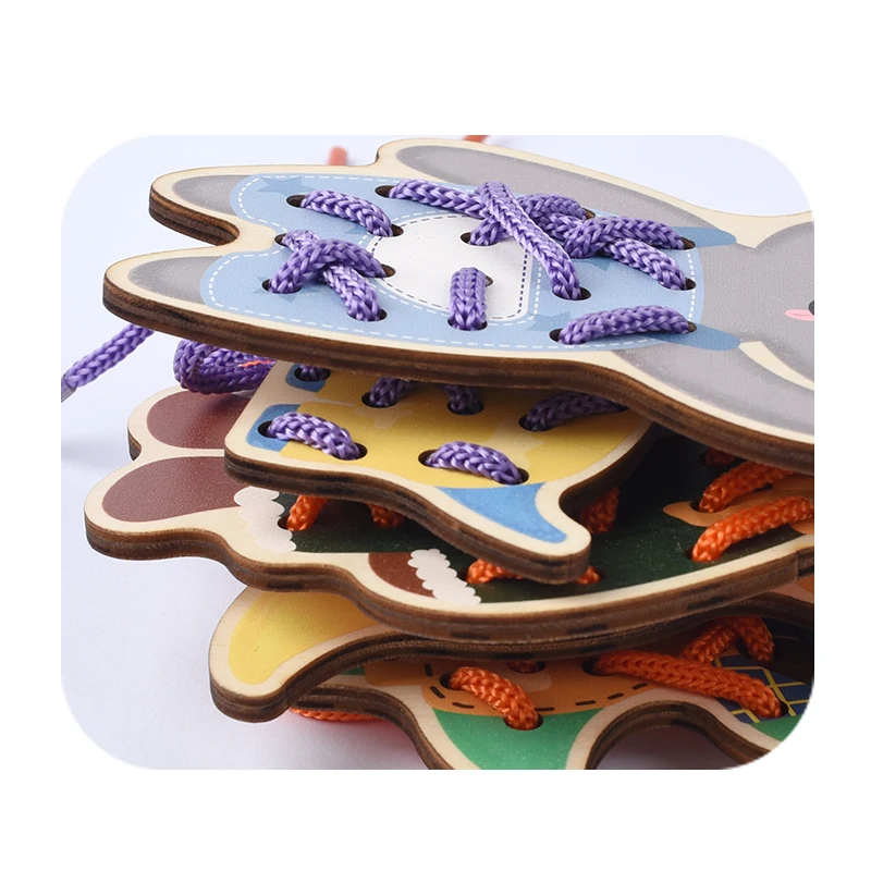 Diy montessori dinossauros corda forma quebra-cabeça pensamento lógico treinamento linha placa de unhas brinquedos educativos para crianças