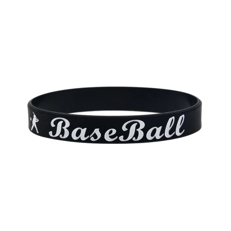 50 Stück schwarze Baseball-Silikonarmbänder, sportliche, inspirierende Armbänder, motivierendes Accessoire, Armreif – Detail 3