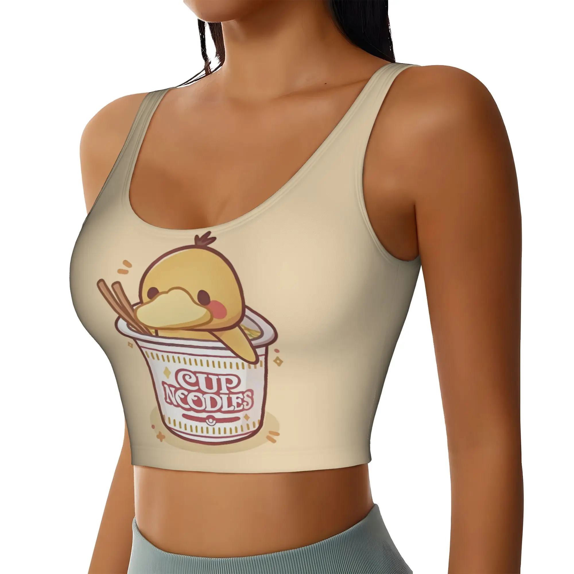 Custom Women P-Psyducks Sports Bras Duck  Animated High Impact Gym Workout Running Crop Tank Tops