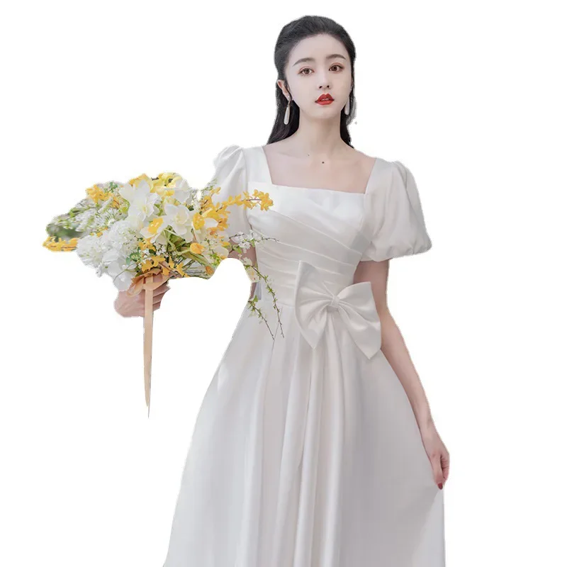 Robe de mariée légère à manches bouffantes quotidiennes, petite robe blanche, 7 nouveaux styles