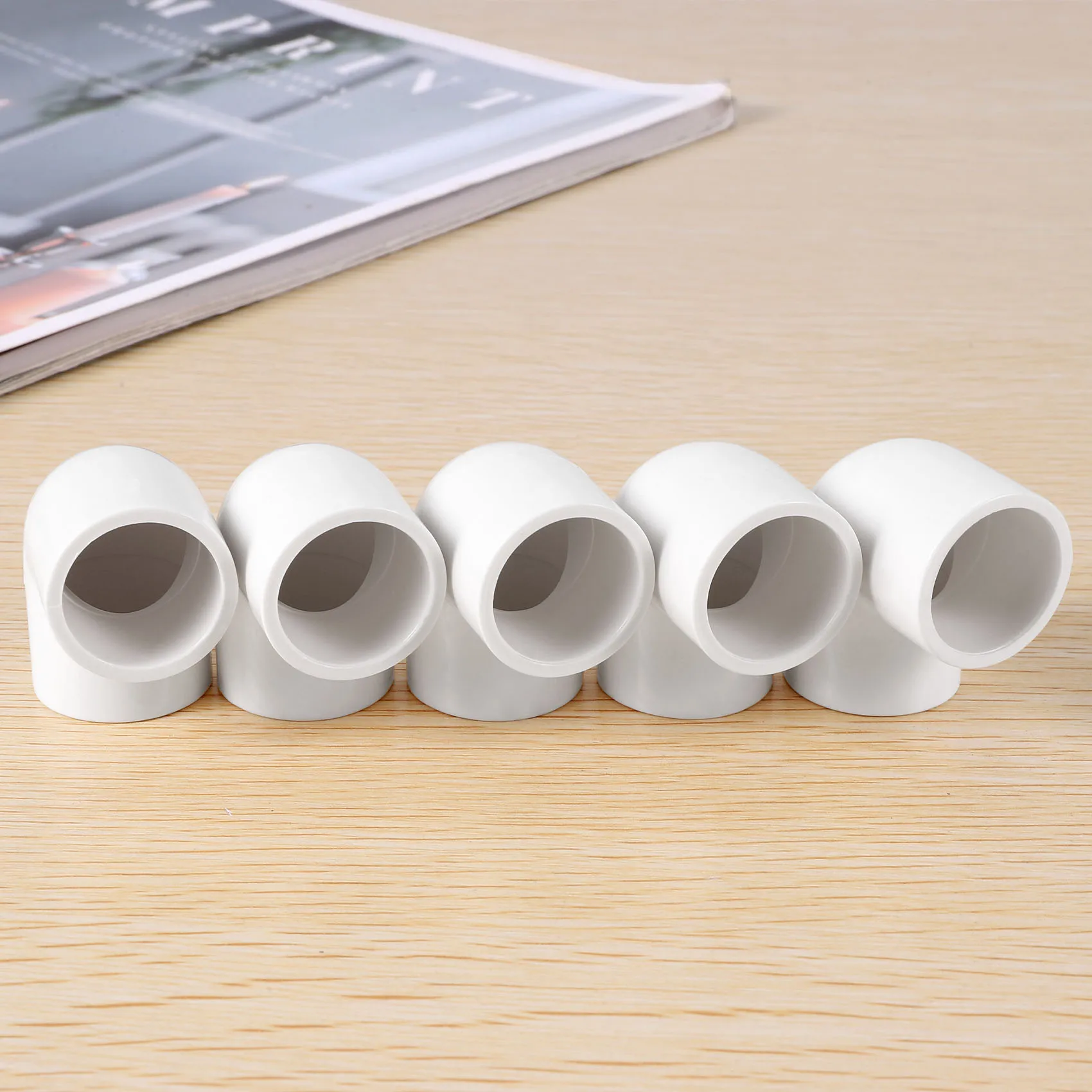 5 Pieces 20mm Dia 90 Angle Degree Elbow PVC Pipe Fittings Adapter Connector White HOT