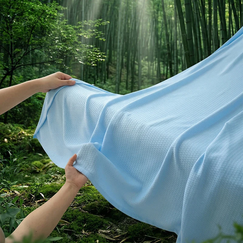 Luxury Soft Bamboo Fiber Cooling Blanket Breathable Summer Air Condition Quilt Lightweight Nap Throw for Bed Sofa