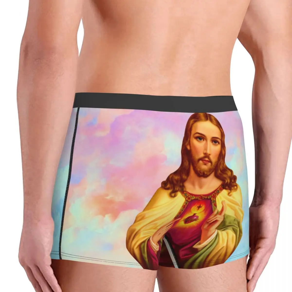 Custom Male Cool Sacred Heart Of Jesus Underwear Christian Catholic God Boxer Briefs Soft Shorts Panties Underpants