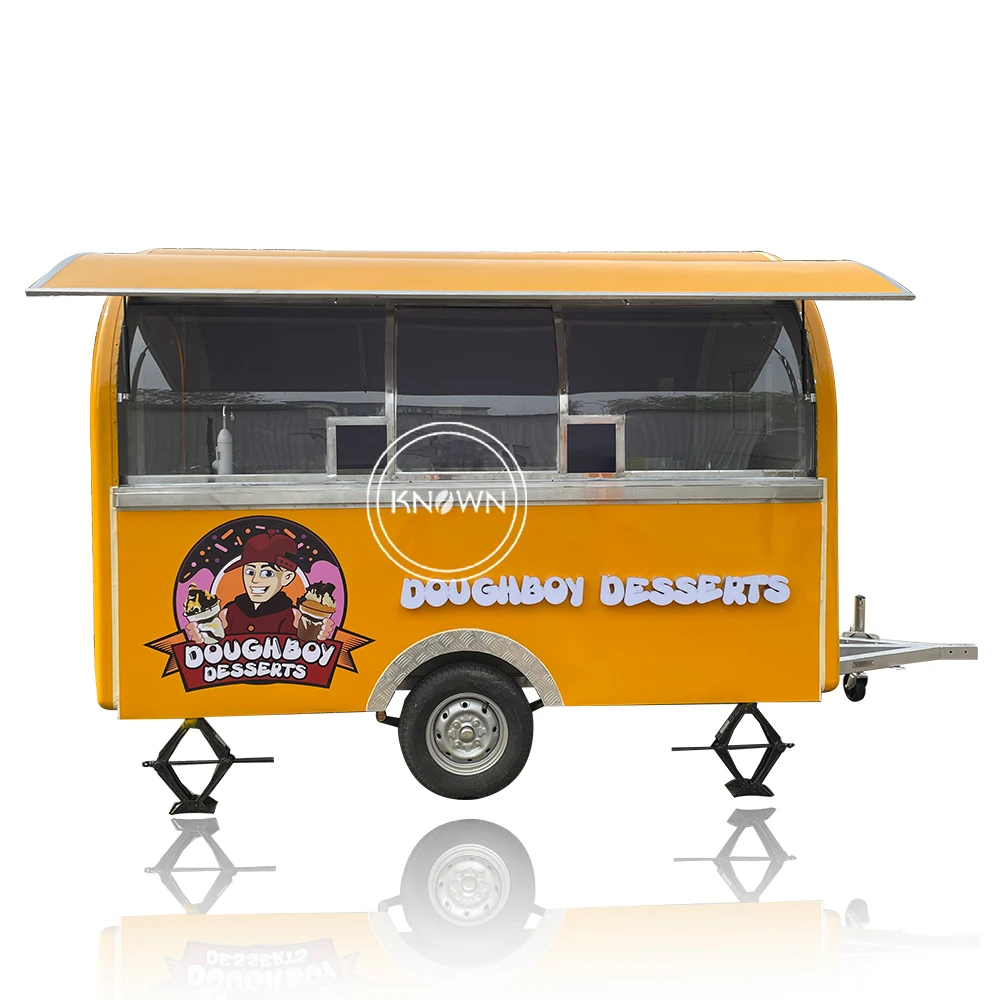 OEM Snack Ice Cream Food Trailer Cart Hot dog Catering Van Snack Kitchen Kiosk with Curved Sliding Window