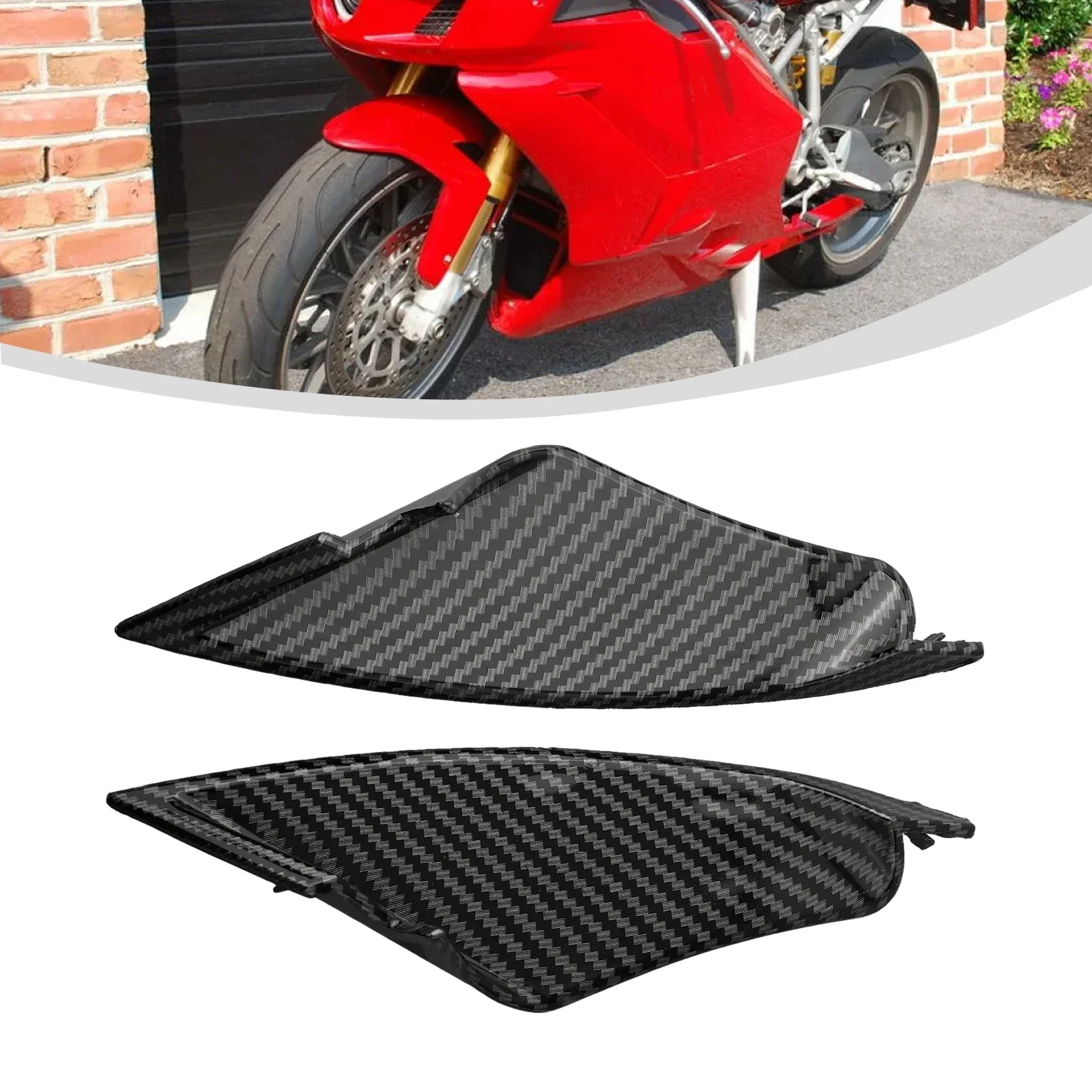 

Frame Cover Fairing Trim 2pcs ABS Accessories Carbon Fiber Black Front Nose Airduct For Ducati 749 999 03-2006