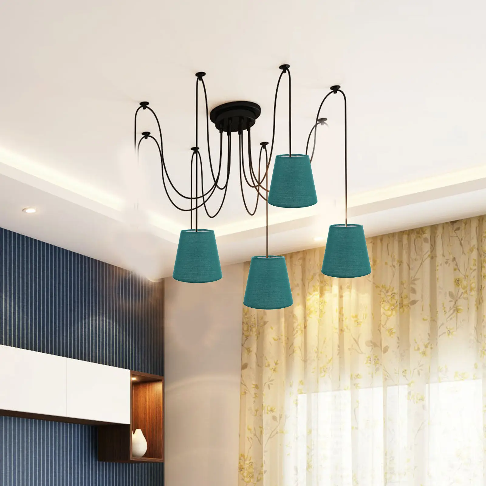 

Green Fabric Lamp Shade Hanging Cover Macaron Color Soft Light Ceiling Lamp Shade Household Hotel Decorative Household Lampshade