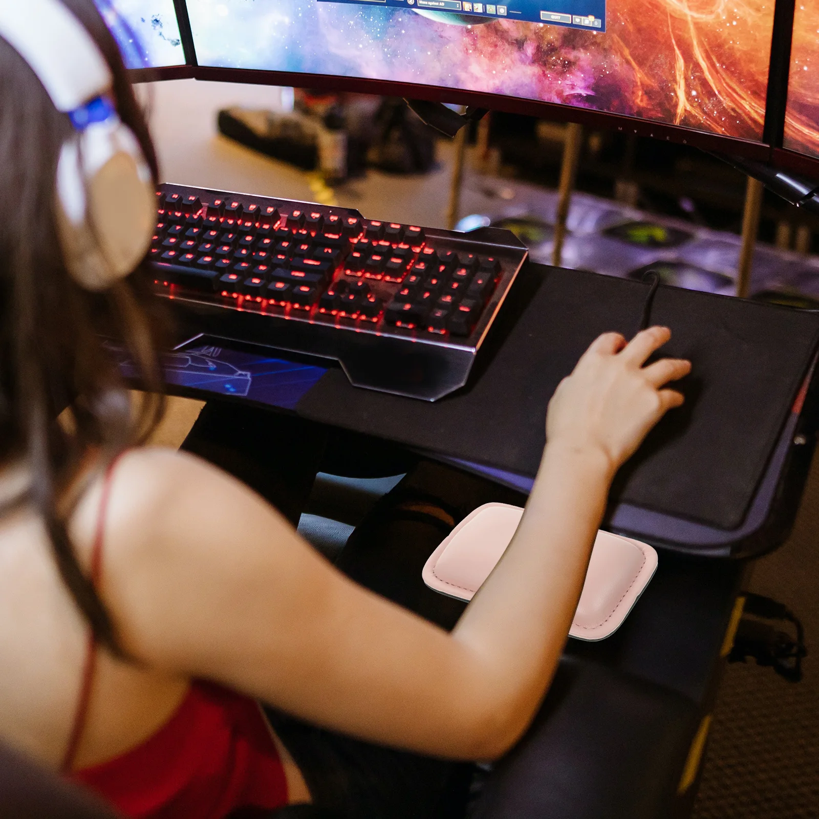 

Mouse Wrist Rest PU H Cushion Ergonomic Non Slip Gaming Support Pad Keyboard Rectangle Rest Comfortable