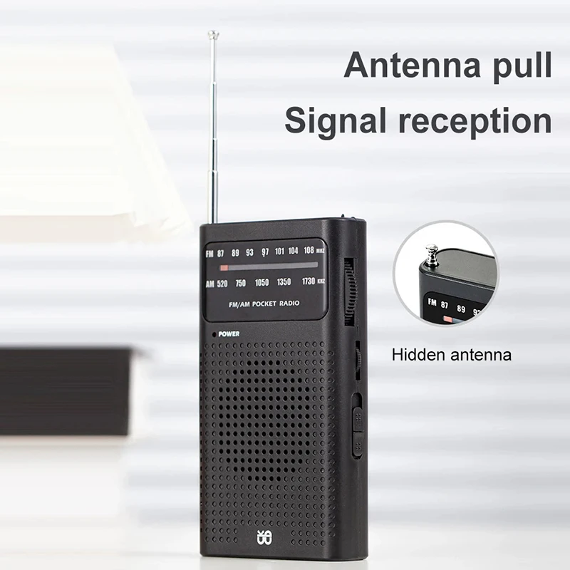 Radio de banda completa, canal completo, FM/AM, puntero portátil de bolsillo, tipo escucha, Radio analógica HIFI de 3,5mm alimentada por batería