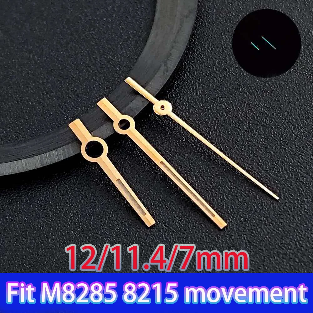 Wysokiej jakości wskazówki do zegarka Miyota 8285, zielone luminescencyjne, srebrne/złote/różowe wskazówki do mechanizmu Miyota 8285/8215, części do zegarków.