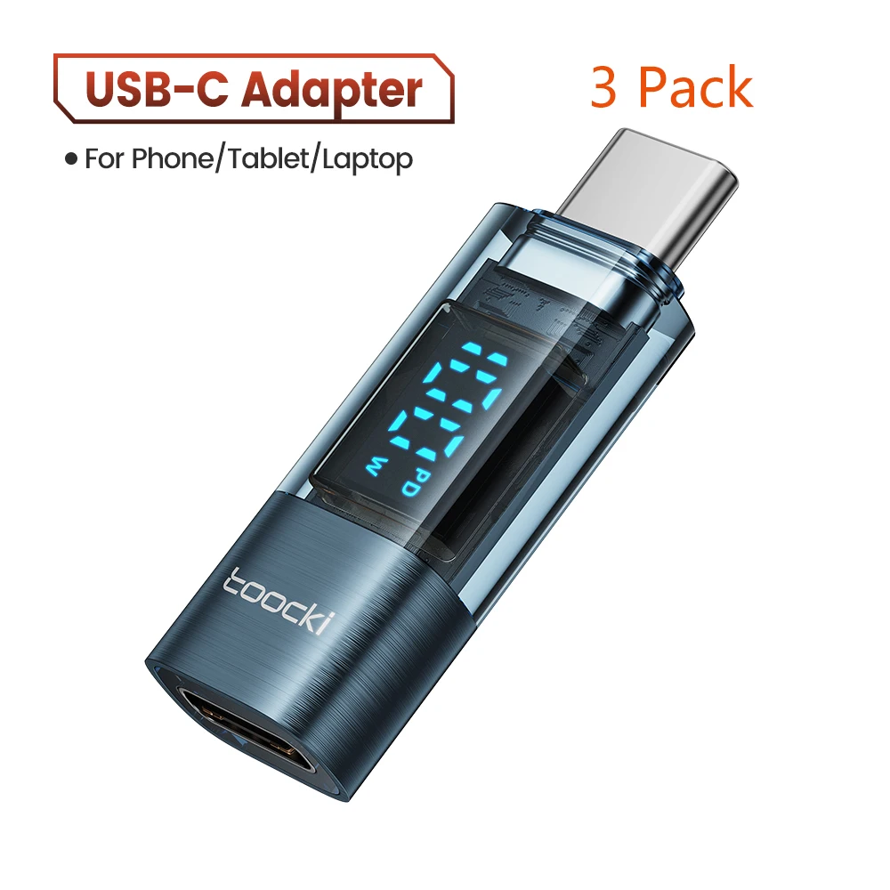 Toocki 100w usb c adapter typ c zu typ c digital anzeige adapter otg anschluss für iphone 15 samsung s23 usb c otg stecker 4
