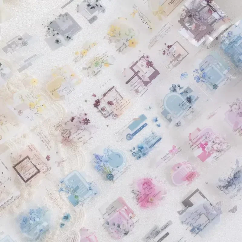 1Roll PET Tape poem handbook Tapes material decorative collage into collage backing stickers Adhesives Scrapbook cut 50mm*2m