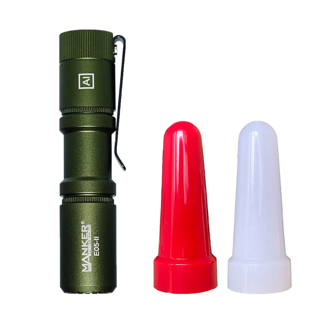 

Manker E05 II (Al-Army Green, High CRI Version, 4000K R9080) Compact EDC Flashlight, 519A LED 1300 Lumens