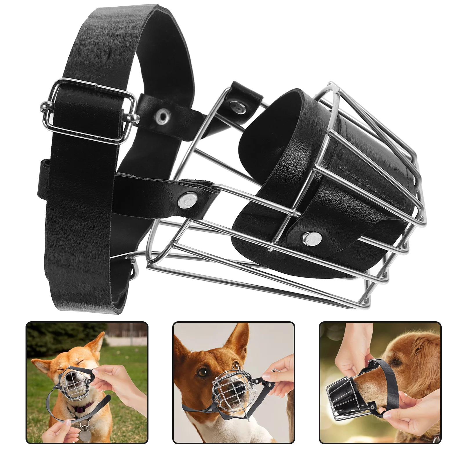 

Adjustable Stainless Steel Dog Muzzle Breathable Pet Mask Anti Bite Mouth Cover Easy to Clean and Wear for Outdoor Activities