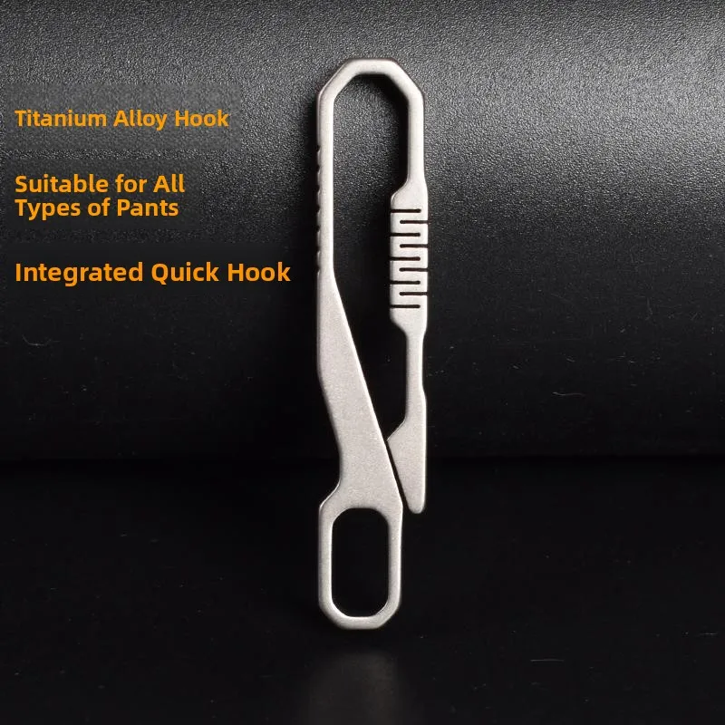 Universal Titanium Alloy Car Keychain Belt Hook Integrated Waist Clip Casual Sports Pants Key Holder Durable Multi-Purpose