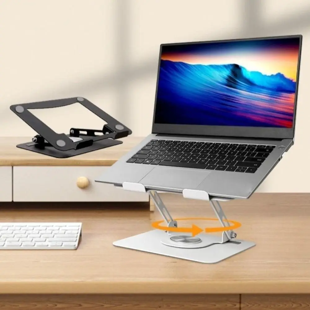 

360 Rotating Base Notebook Computer Stand Adjustable Foldable Computer Riser Lifter Heat Dissipation Laptop Bracket for Desk