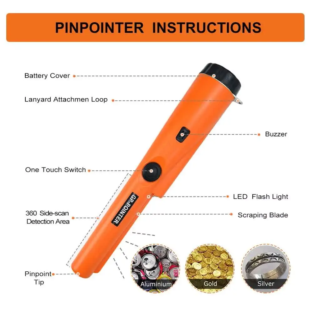 Portable Handheld Sensitive Metal Detector pointer Pinpointing waterproof 360°Scanning Locating For Outdoor Gold Digge