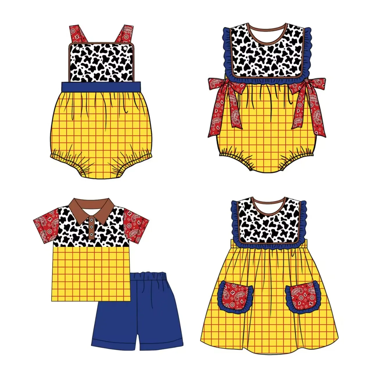 New Design Baby Boy Clothes Kids Clothes Suits Girls Summer Short Sleeve Shorts Set Newborn Rompers Wholesale Sibling Clothes