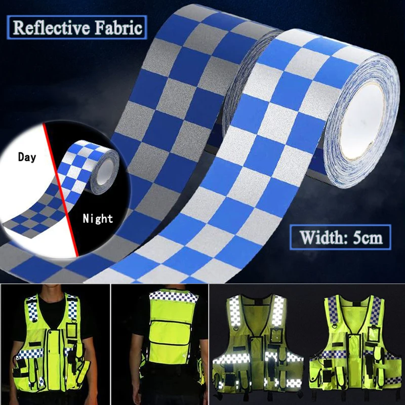 Square Width 5cm High Visibility Silver Reflective Tape Fabric Sew On Clothing