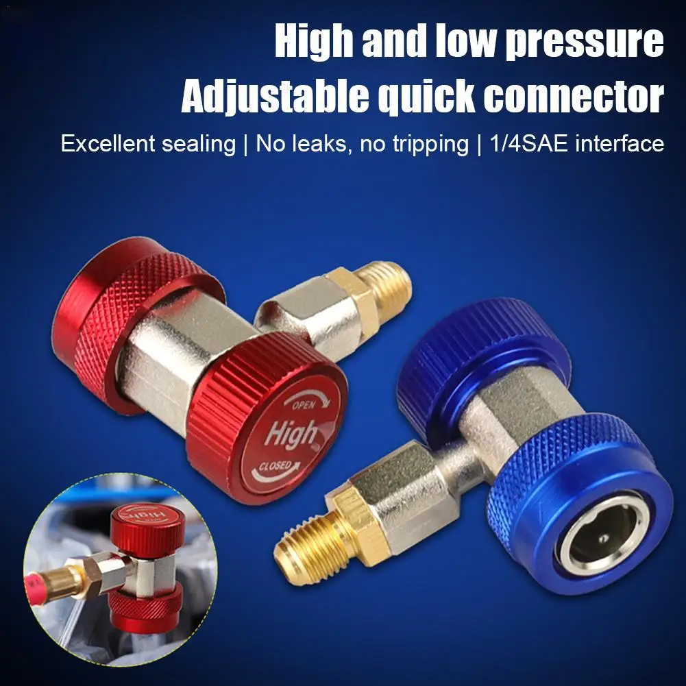 

Adjustable Quick Connector R134a Refrigerant Adapter Car High Low AC Freon Manifold Gauge Conversion Accessory