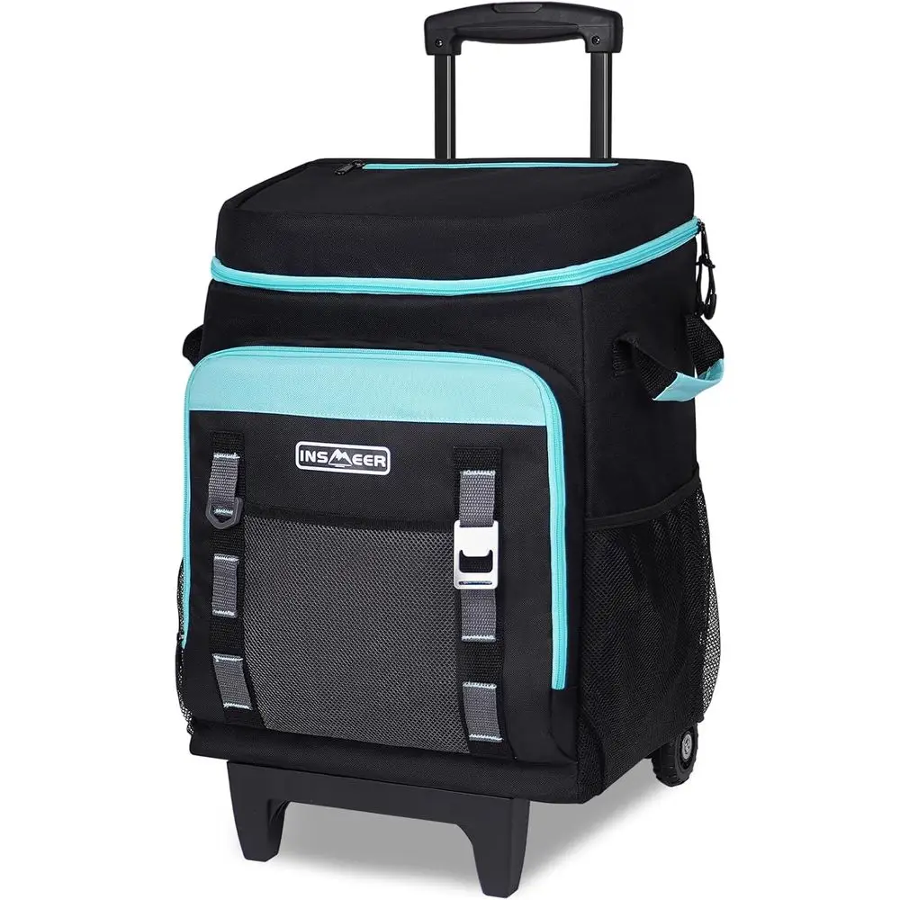 

80L Rolling Cooler with Wheels and Handle, Portable Side Cart for 80 Cans, Collapsible Trolley for Shopping and Outdoors