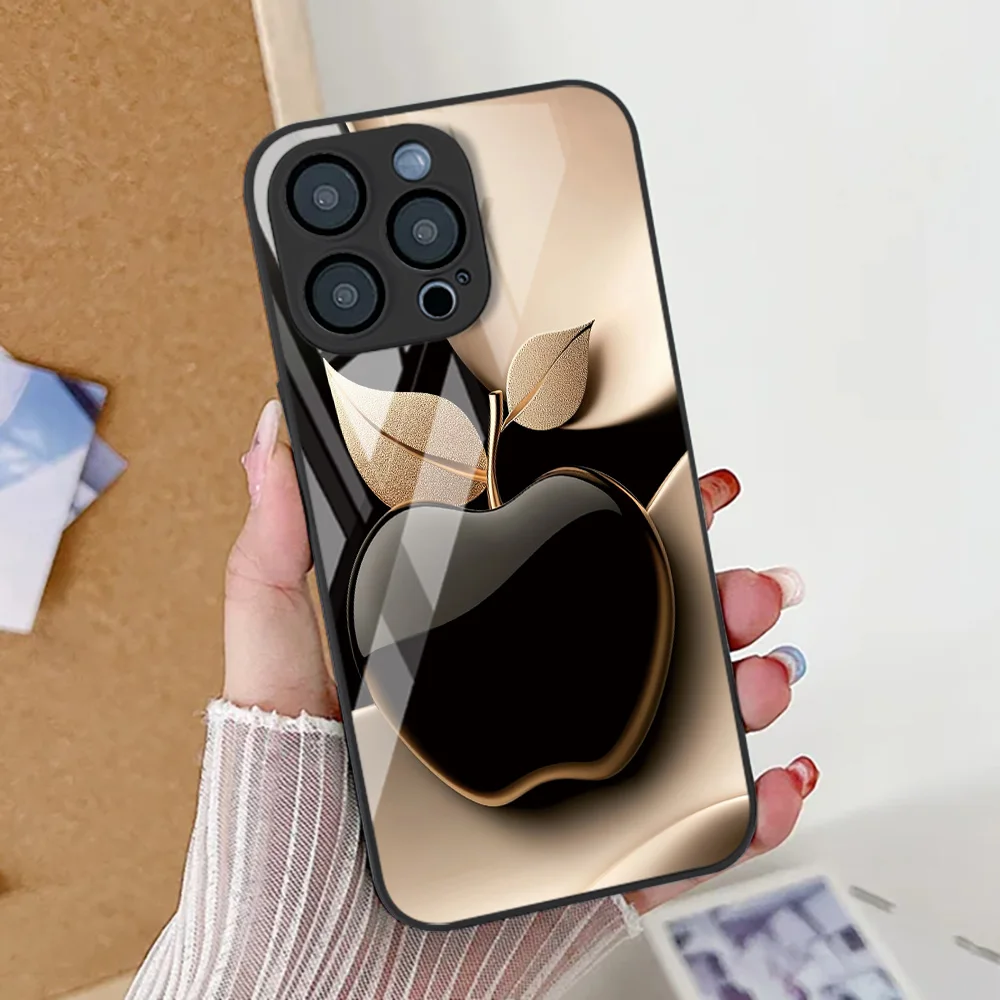 

Чехол для телефона из закаленного стекла с фруктовым принтом для iPhone 16 Pro, чехол для iPhone 17 16E 13 11 14 12 15 Pro Max 7 8 Plus XR SE 2022 2020, чехол