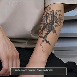 Shark Predator Herb Juice Tattoo Stickers Waterproof Temporary Semi-permanent Fake Tattoos Arm for Men Women Lasting Cool Art