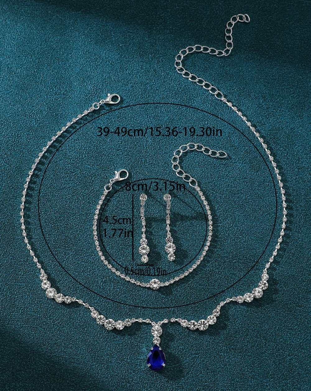 Женский комплект украшений с кристаллами (ожерелье, серьги, браслет) - аксессуары для свадебного банкета и мероприятия