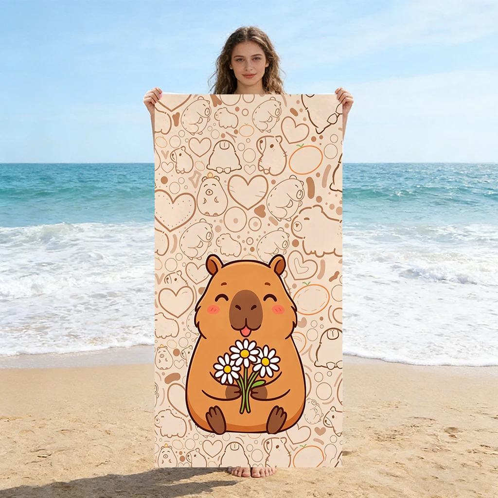 Towel Small Sport - Capybara Cartoon Beach Towel Quick-Drying Small