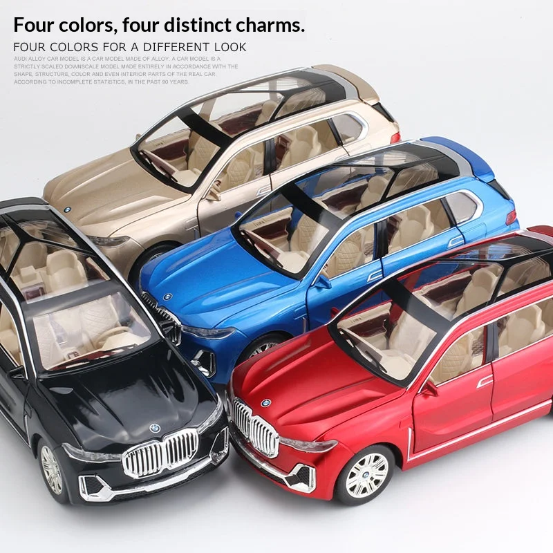 1:24 BMW X7 SUV Auto Modell Druckguss Fahrzeuge Legierung Spielzeug Simulation Mit Sechs Türen Geöffnet Sound & Licht Auto Spielzeug Geschenke für Kinder