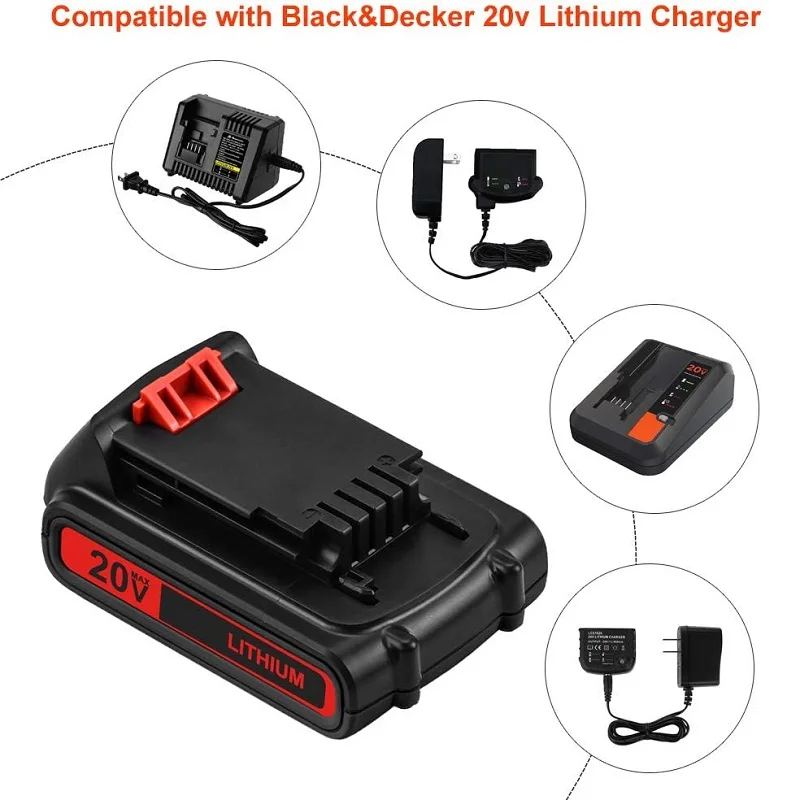 LBXR20 20 Volt 3.0Ah Replacement Battery Compatible with Black and Decker 20V Lithium Battery Max LB20 LBX20 LB2X4020 LST220