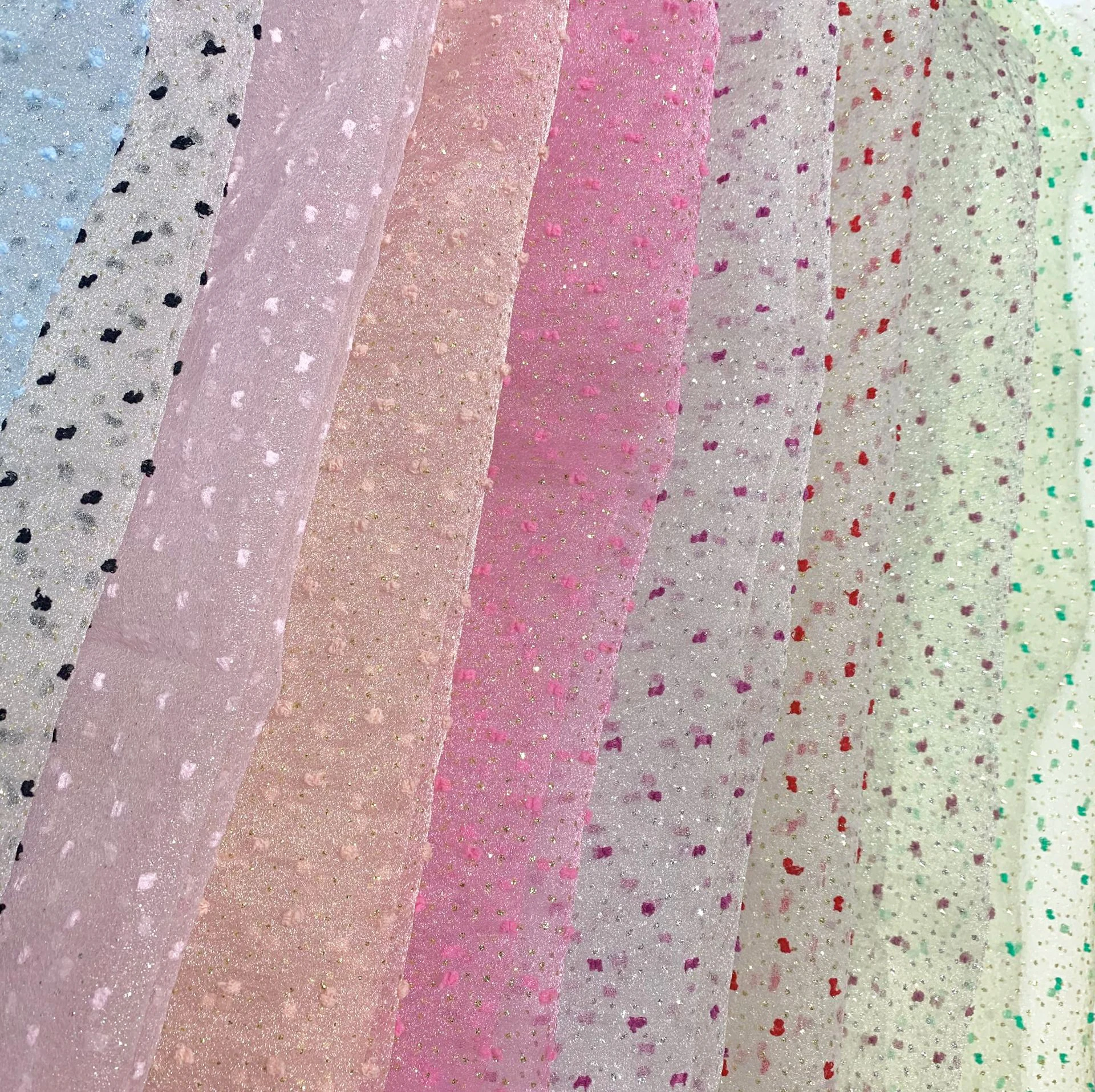 Gold and silver bubble-point organza three-dimensional round dot jacquard wedding dress children's dress fashion  for sewing