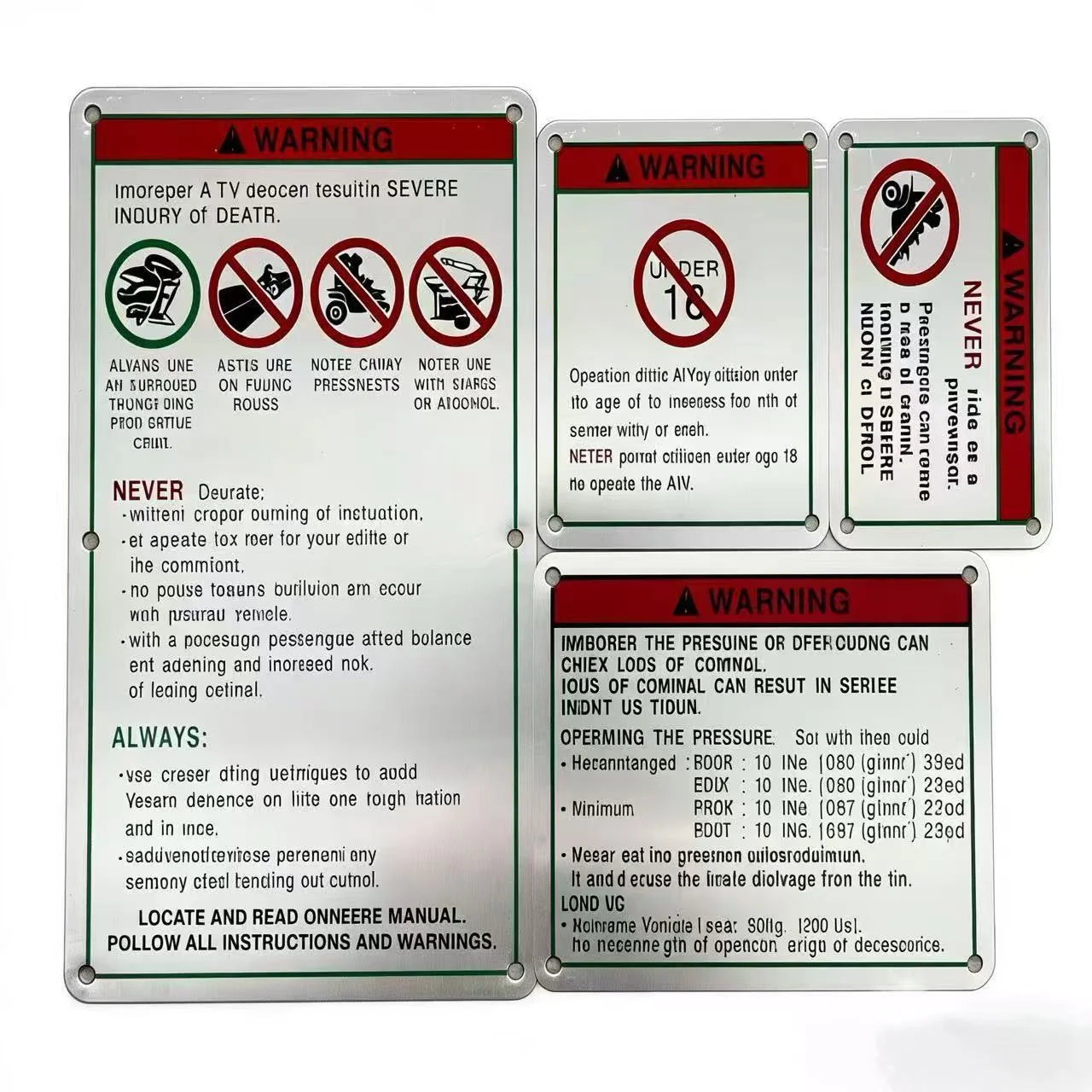 

1set Off-Road Vehicle Warning Sign For ATV Sand Buggies Big Bull Four-Wheel Sand Buggy Warning Labels (Four Individual Labels)