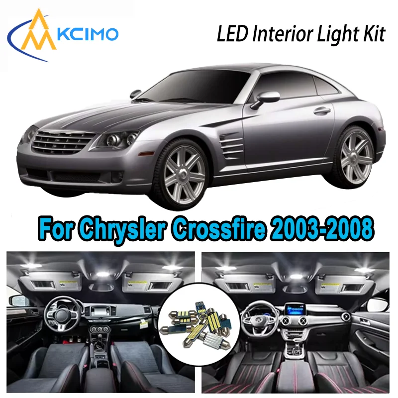 

Premium Bright LED Interior Light Kit for Chrysler Crossfire 2003-2008 2004 2005 Dome Map Trunk Car Lamps with Canbus No Error